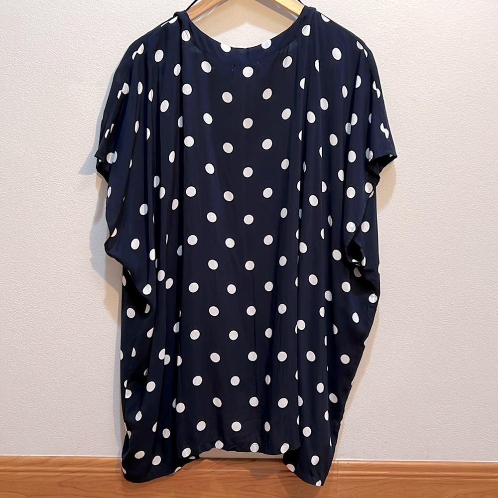 NWOT LOFT dark blue polka dot kimono coverup cardigan - Picture 2 of 7